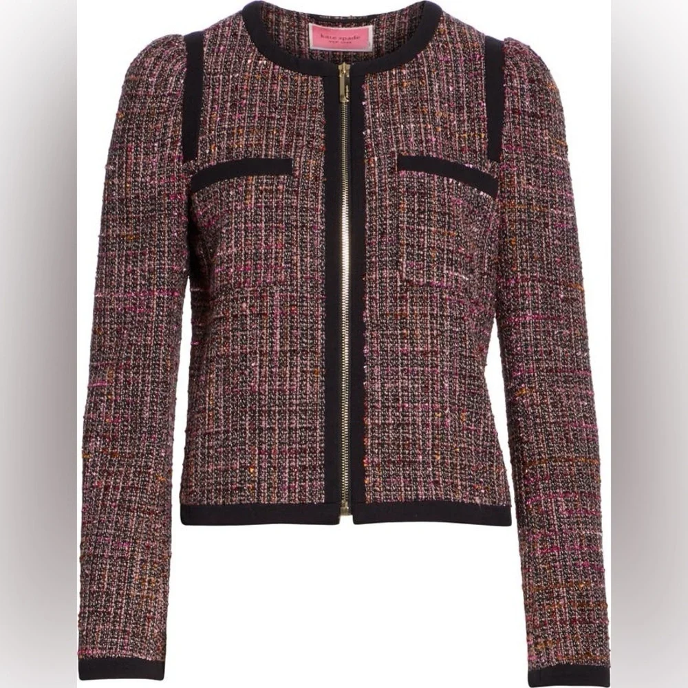 Kate Spade Puff Sleeve Tweed Jacket